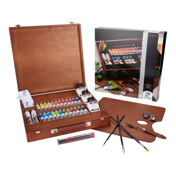 Van Gogh Set Expert de pinturas al óleo en caja de madera con 26 colores y accesorios